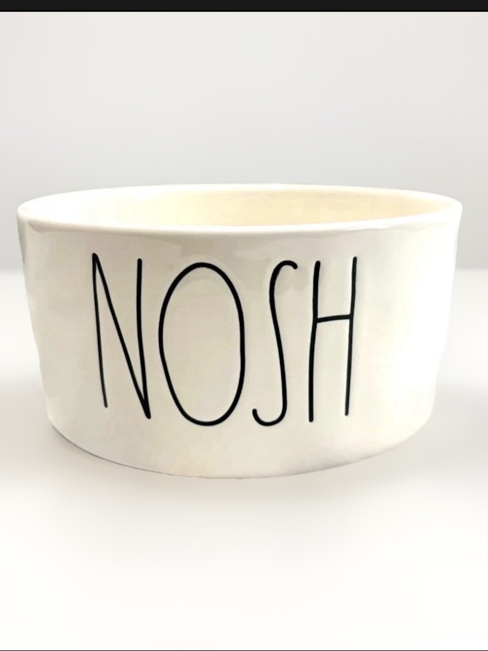 Rae Dunn NOSH Pet Bowl Dog Cat Food Dish White 6" Magenta Artisan Collection